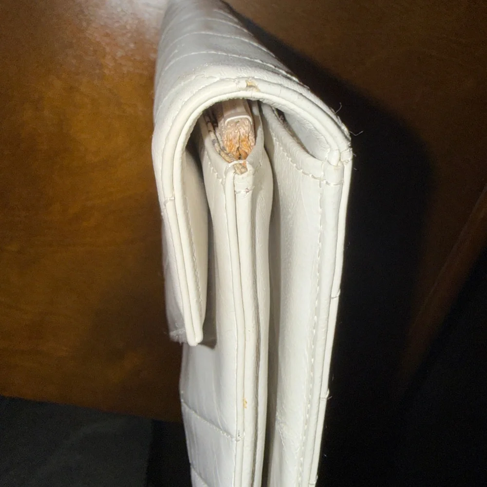 Vintage Yves Saint Laurent Off White Leather Clutch, Second Bag - Picture 7 of 10